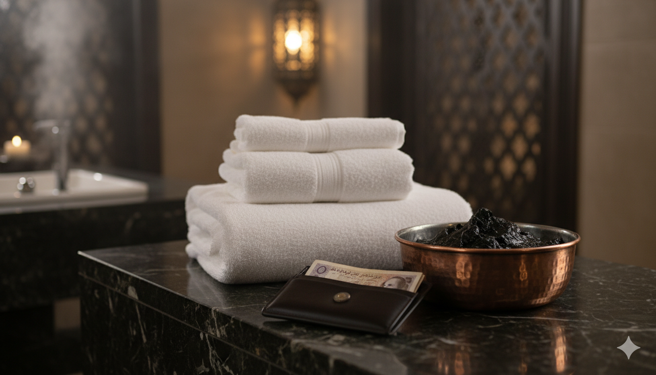 Hammam traditionnel marocain avec savon noir et serviettes